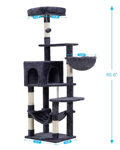 Hey-brother Cat Tree with Large Hammock, Multi-Level Cat Tower