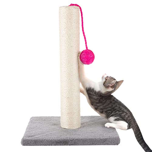 17" Sisal Rope Cat Scratching Post with Toy Ball