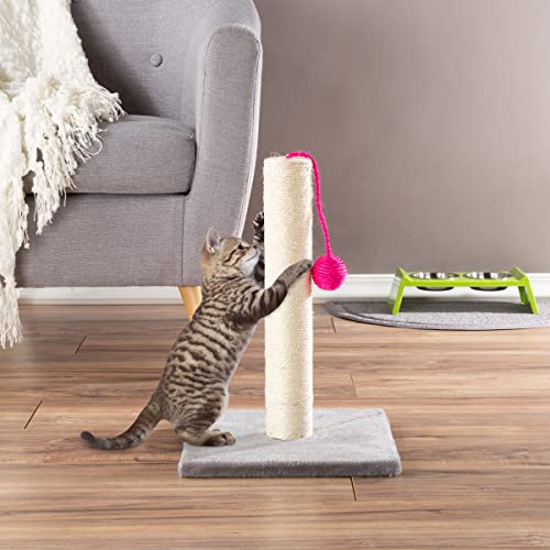 17" Sisal Rope Cat Scratching Post with Toy Ball