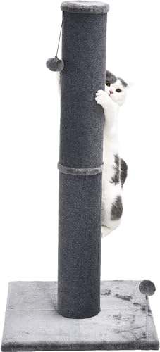 Cat Craft Bobcat Cat Scratching Post for Indoor Cats, Tall Cat Scratch Post, Carpet Cat Scratching Post with Replaceable Toys, Sturdy Base, Large, Gray