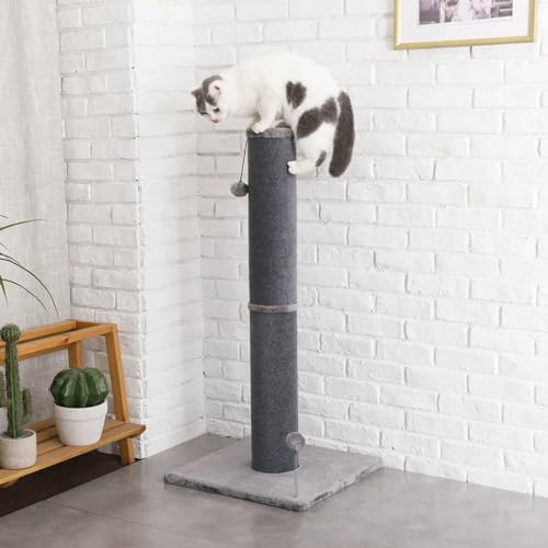 Cat Craft Bobcat Cat Scratching Post for Indoor Cats, Tall Cat Scratch Post, Carpet Cat Scratching Post with Replaceable Toys, Sturdy Base, Large, Gray