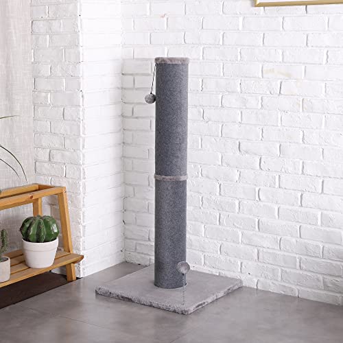 Cat Craft Bobcat Cat Scratching Post for Indoor Cats, Tall Cat Scratch Post, Carpet Cat Scratching Post with Replaceable Toys, Sturdy Base, Large, Gray