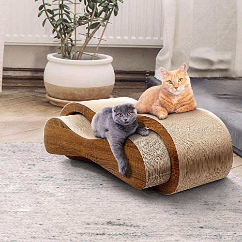 FluffyDream Cat Scratcher Lounge Bed with Scratching Post