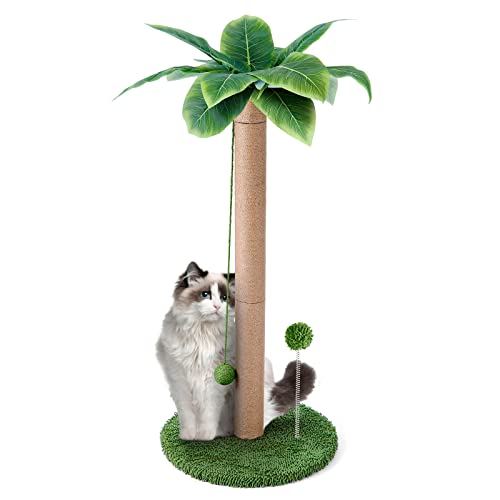 33" Palm Tree Cat Scratcher with Dangling Balls