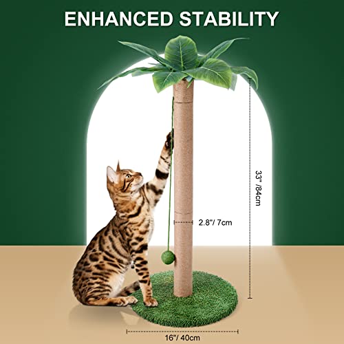 33" Palm Tree Cat Scratcher with Dangling Balls