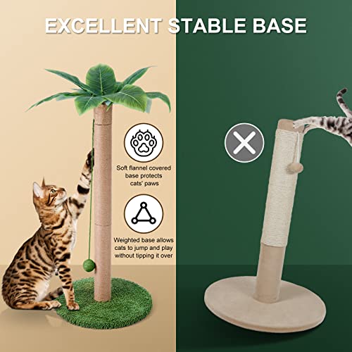 33" Palm Tree Cat Scratcher with Dangling Balls