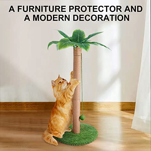 33" Palm Tree Cat Scratcher with Dangling Balls