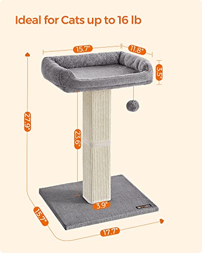 Feandrea 27.9" Cat Scratching Post with Plush Perch