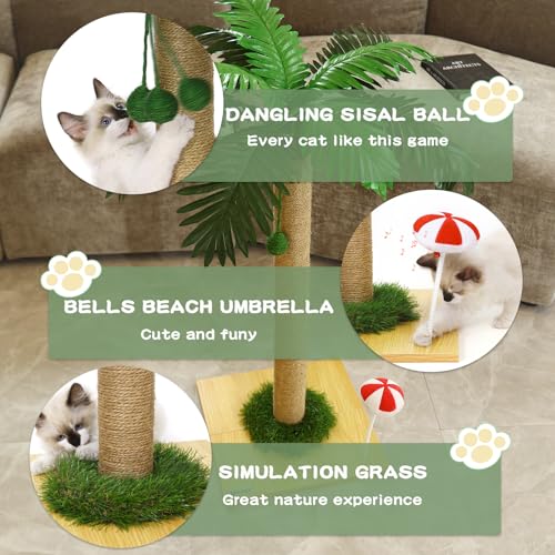32" Tall Sisal Cat Scratching Post with Ball