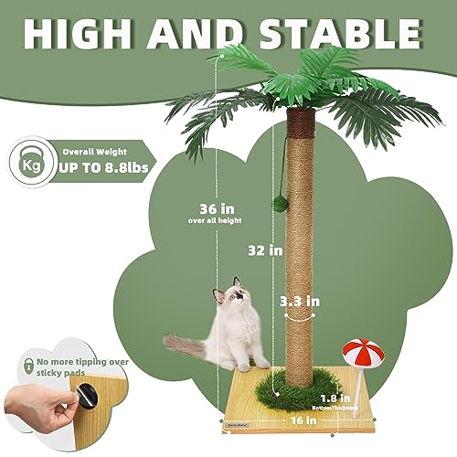 32" Tall Sisal Cat Scratching Post with Ball