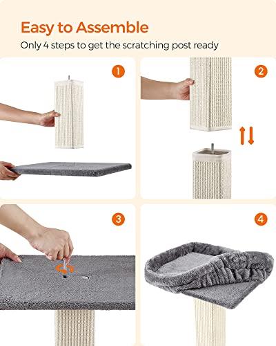 Feandrea 27.9" Cat Scratching Post with Plush Perch