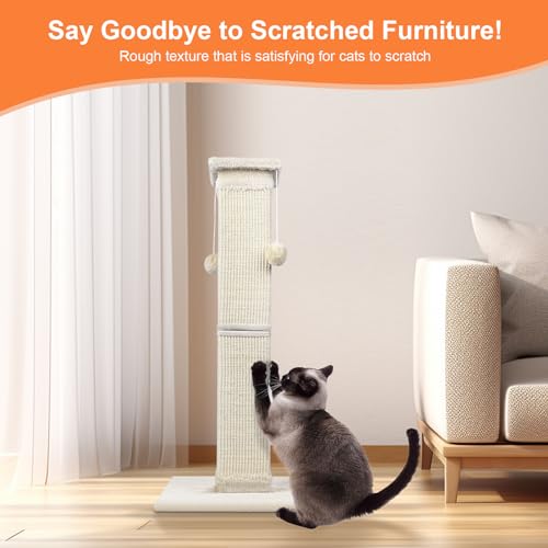SOCATER 33" Natural Sisal Cat Scratching Post for Indoor Cats