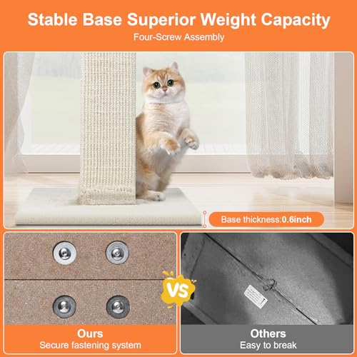 SOCATER 33" Natural Sisal Cat Scratching Post for Indoor Cats