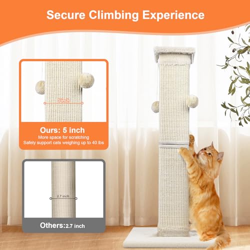 SOCATER 33" Natural Sisal Cat Scratching Post for Indoor Cats