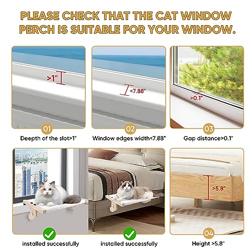 HEMWEE Cat Window Perch, Large Cat Bed Seat