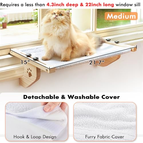 AMOSIJOY Sturdy Cat Window Perch with Adjustable Bed