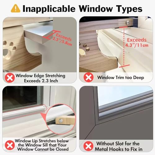 AMOSIJOY Sturdy Cat Window Perch with Adjustable Bed