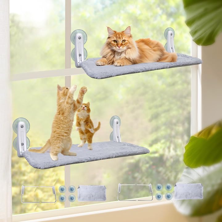2pc Cordless Cat Window Perch with Soft Reversible Cover