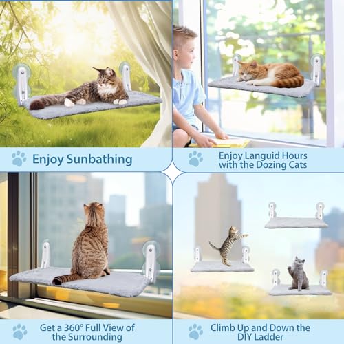 2pc Cordless Cat Window Perch with Soft Reversible Cover