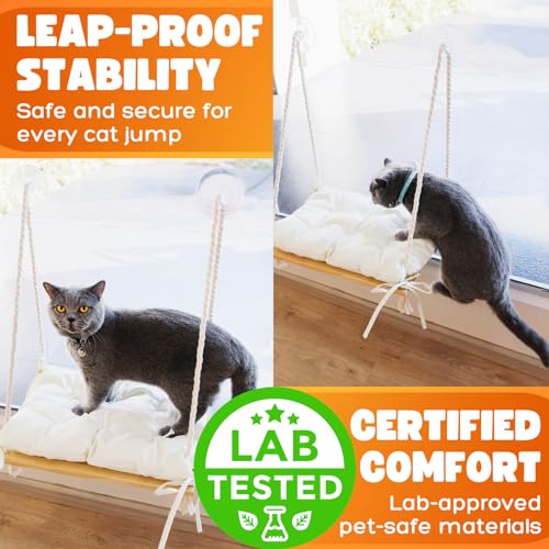 Solid Wood Cat Window Perch with Suction Cups