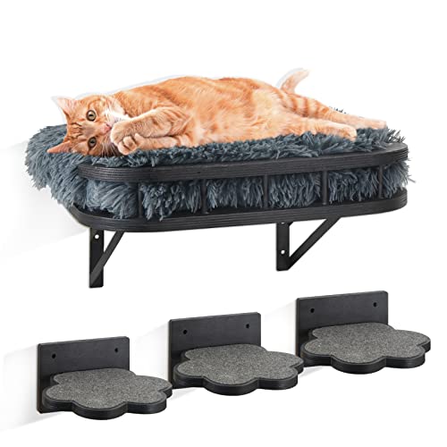 Wall-mounted Cat Tower with Hammock, Cooling Mat, Cushion