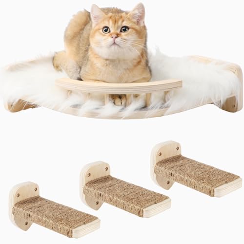 COOLEX Cat Wall Shelves with Steps and Hammock