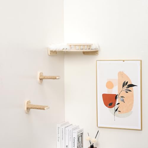 COOLEX Cat Wall Shelves with Steps and Hammock