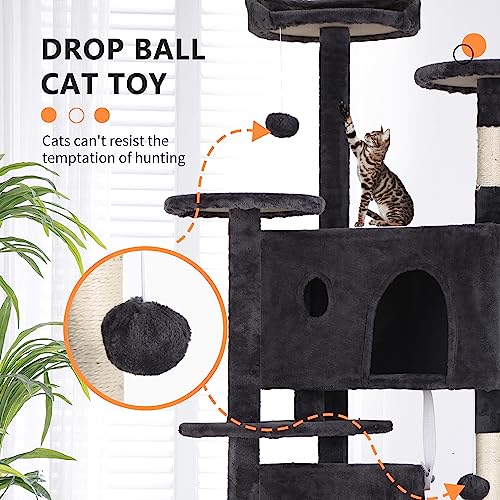 70in Multi-Level Cat Tree Tower with Scratching Posts