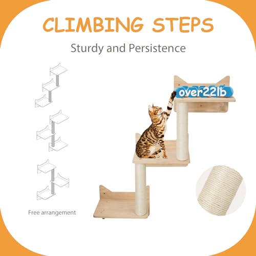 MIUZMORE Pine Wall Cat Climbing Set of 5