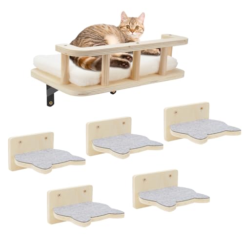Cat Hammock Wall Shelves with Climbing Steps Shelf