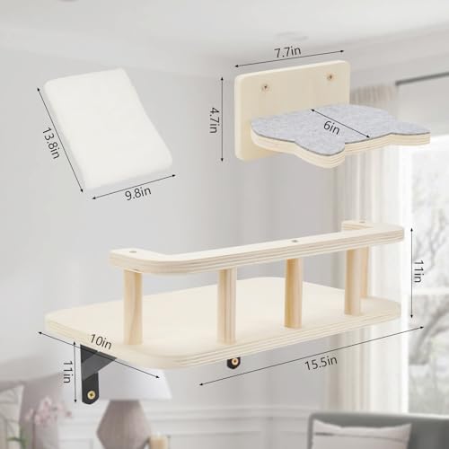 Cat Hammock Wall Shelves with Climbing Steps Shelf