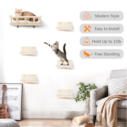 Cat Hammock Wall Shelves with Climbing Steps Shelf