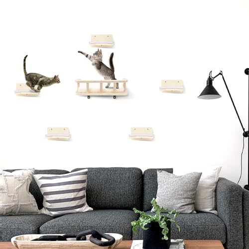 Cat Hammock Wall Shelves with Climbing Steps Shelf