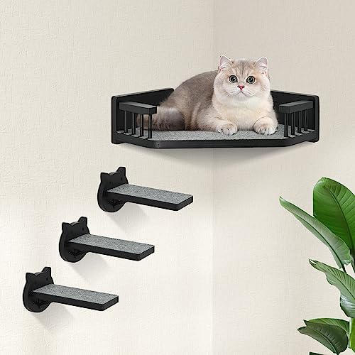 Wall-mounted Cat Furniture with Steps, Shelves, and Hammock
