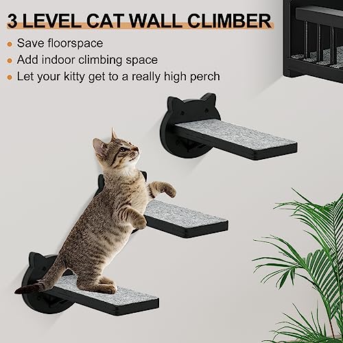 Wall-mounted Cat Furniture with Steps, Shelves, and Hammock