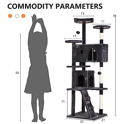 70in Multi-Level Cat Tree Tower with Scratching Posts
