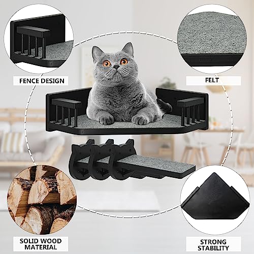 Wall-mounted Cat Furniture with Steps, Shelves, and Hammock