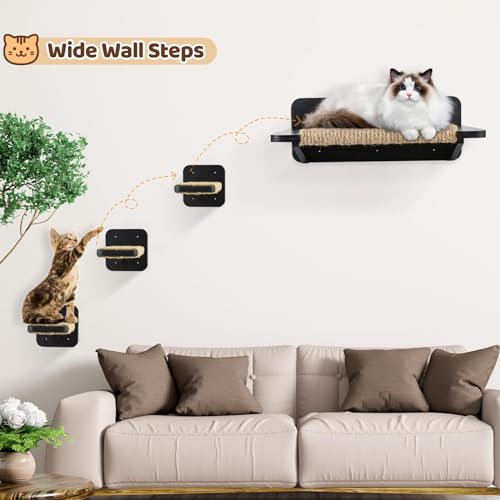 Cat Hammock with Wall Steps and Hemp Rope Scratching