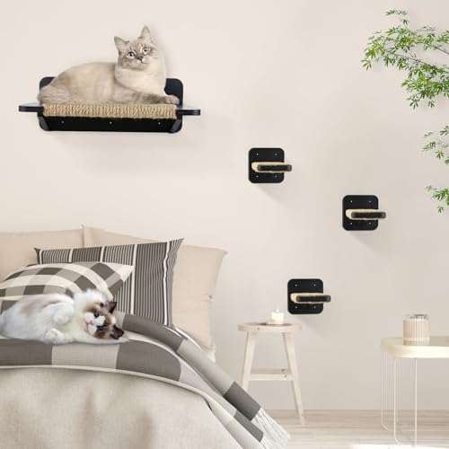 Cat Hammock with Wall Steps and Hemp Rope Scratching