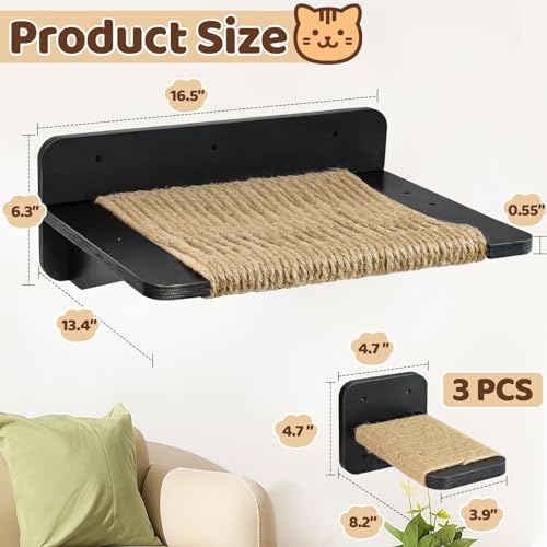 Cat Hammock with Wall Steps and Hemp Rope Scratching