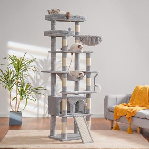 Heybly 78" Multi-Level Cat Tower with Big Caves