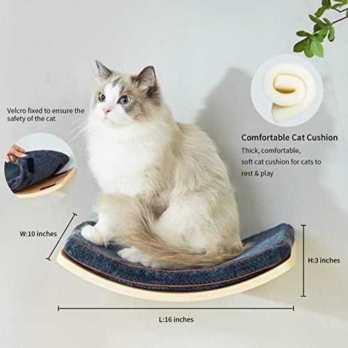LIORCE Cat Shelf with Curved Cat Cushion & Perches