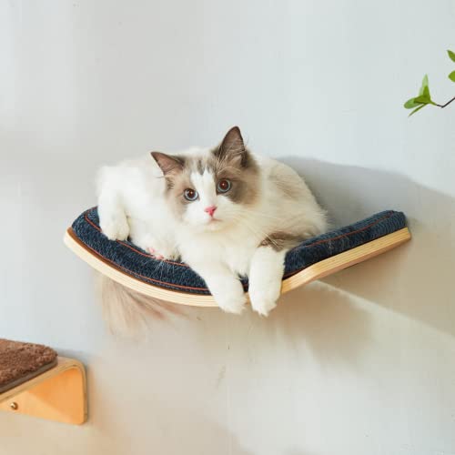 LIORCE Cat Shelf with Curved Cat Cushion & Perches
