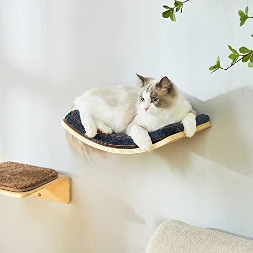 LIORCE Cat Shelf with Curved Cat Cushion & Perches