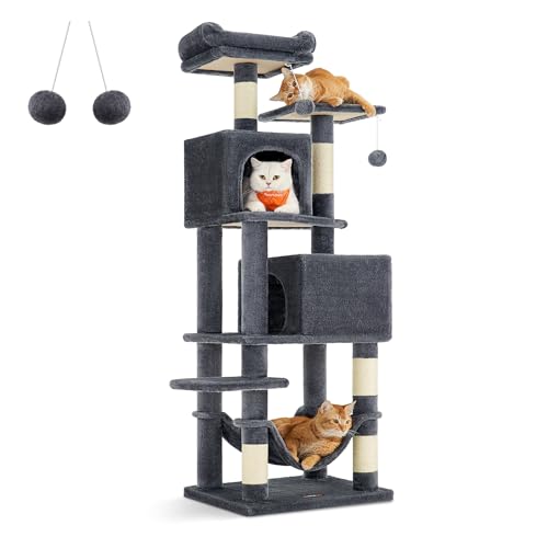 Feandrea 61-Inch Cat Tower with Multi-level Condo