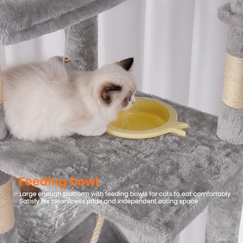 Heybly 78" Multi-Level Cat Tower with Big Caves