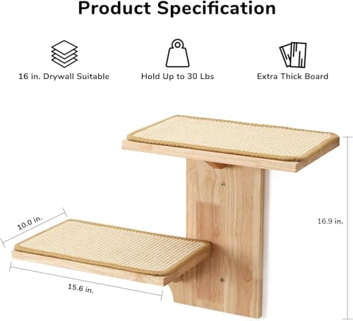 FUKUMARU Cat Wall Shelves with Sisal Mat