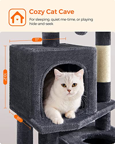 Feandrea 61-Inch Cat Tower with Multi-level Condo