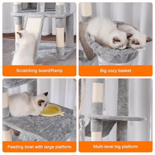 Heybly 78" Multi-Level Cat Tower with Big Caves