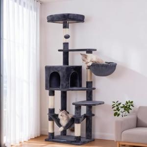 Hey-brother Cat Tree with Large Hammock, Multi-Level Cat Tower